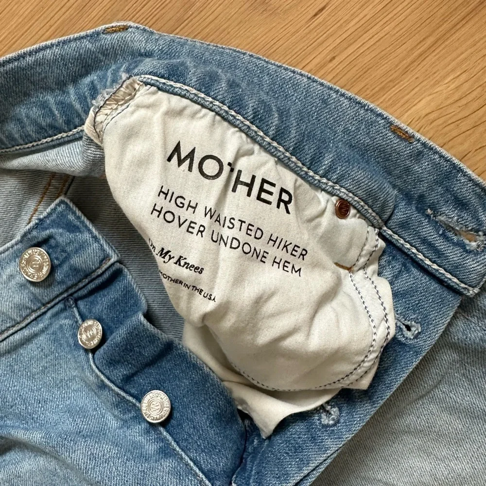 Mother High waisted Hiker Hover Undone Hem on my knees Jeans